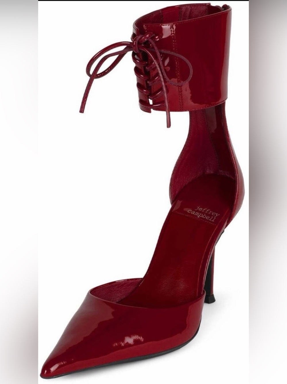 Jeffrey Campbell Red Patent Pointed-Toe Ankle-Strap Pump 10 - Picture 12 of 12